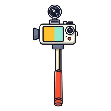 Video camera on long stick sticker