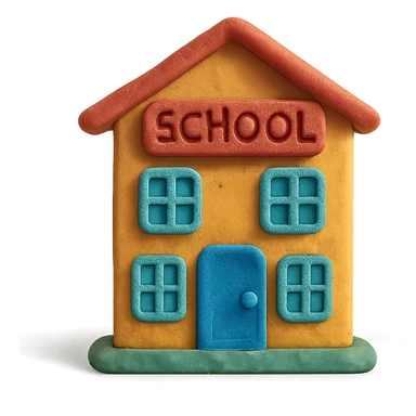 claymation style school building sticker