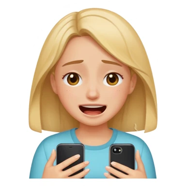 Girl crying laughing at a funny video on her phone sticker
