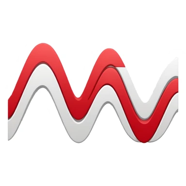 logo on white background showing a waveform morphing into a sheet of text. Clean red and white geometric style, minimal and modern, no text. Represents audio-to-text or video transcription powered by AI sticker