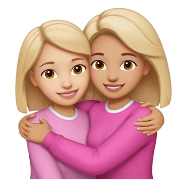 Two female friends with a pink and white shirts are hugging and smiling sticker