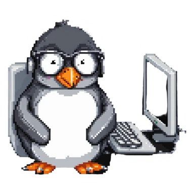 penguin programmer coding sticker