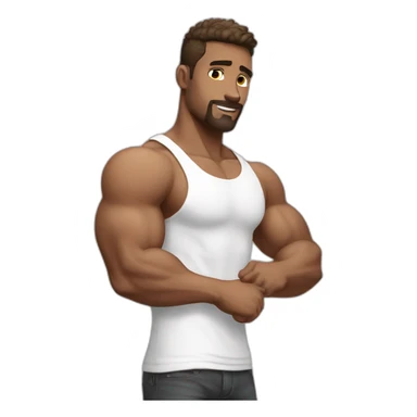 muscular guy with white tank top sticker