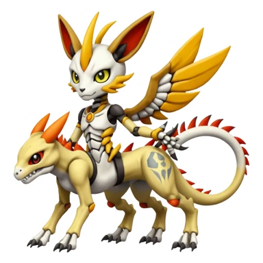 Anthro Digitigrade Cool Badass Skeletal Meloetta-Wargreymon-Renamon-Guilmon-Pokémon-Digimon-Fakémon-fusion-hybrid-creature sticker