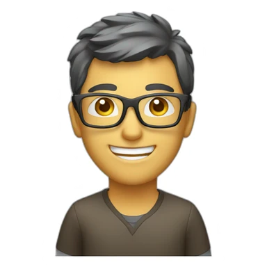 Video editor with glasses, a computer and a smile. sticker