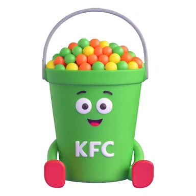 KFC bucket with a green M&M character sitting inside it sticker