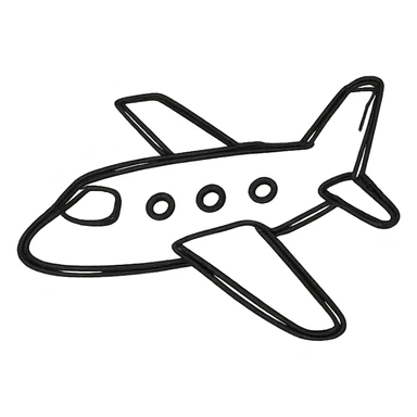 aeroplane black outline icon, hand drawn style sticker