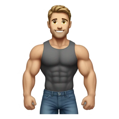 white man, brunette hair, bodybuilder, muscular body sticker