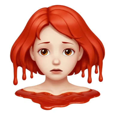 A depressed face with tomato sauce coming out of ears  sticker