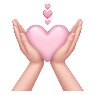 Hands joined in prayer with a pale pink heart sticker