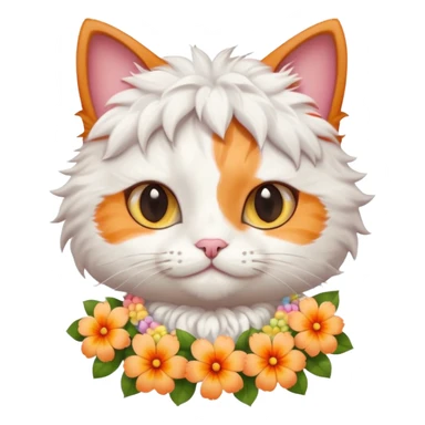 A cute cat with hawaiian pastel flower necklace, posing proudly. sticker
