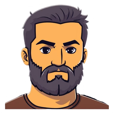 bearded man with dramatic thick eyebrows sticker