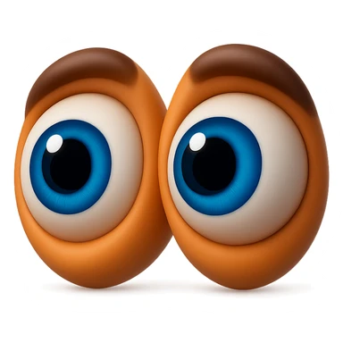 Create an eyes emoji that looks like the eyes in the reference images. Large, expressive, blue irises, 3D emoji style, no face, just the eyes, looking right. sticker