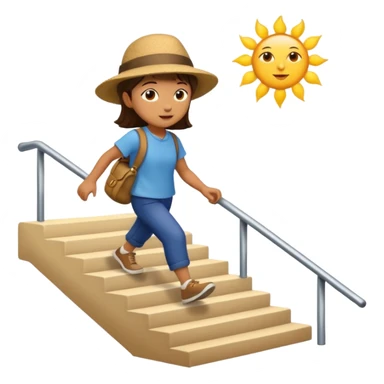small figure walking up stairs toward the sun sticker