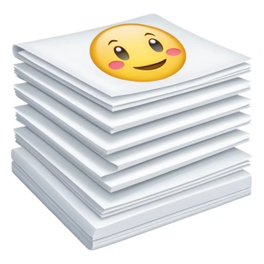 compact stack of clean white A4 sheets, squared edges, one corner slightly curled to suggest flexibility, thick even pile, slightly shadowed between layers, crisp unused office sheets, no wrapper, label, or extras, soft lighting, subtle shadows, emoji scale sticker
