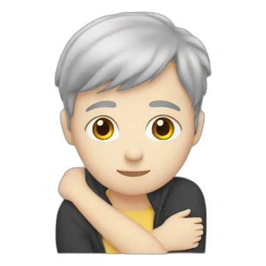 White teen hugging  sticker