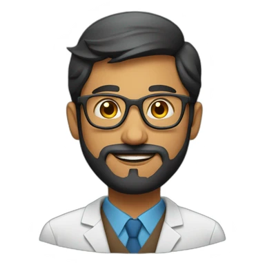 indian phd student with a short beard and round glasses sticker