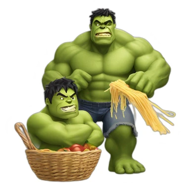 hulk and shrek eating spaghetti sticker