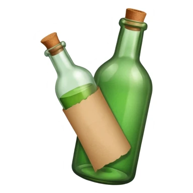 green old  glass bottle with a rolled  paper message inside like in movie  sticker