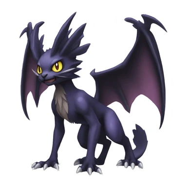 Black edgy Noivern-Noibat-Nargacuga-cat-Fakemon full-body sticker