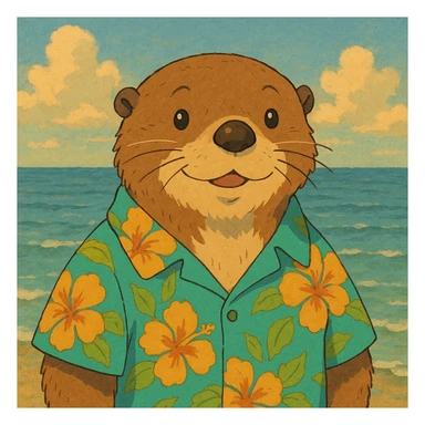 Sea otter wearing a Hawaiian shirt  sticker