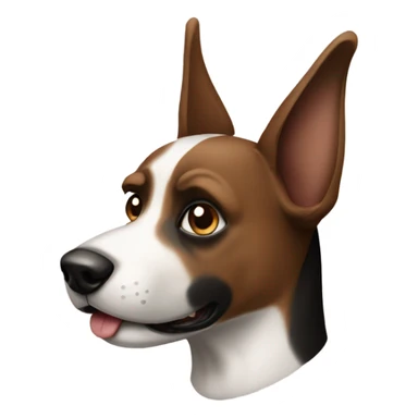 dog with pointy ears, black brown and white face,  sticker