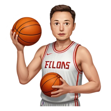 Elon Musk holding a basketball in front of himself with both hands. sticker