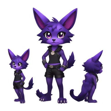 Anthro-Edgy-Cool-Black-Purple-Contrast-Colors-Fantasy-Fur-Sona-Chibi-Shiny-Fakémon-Hybrid full body sticker