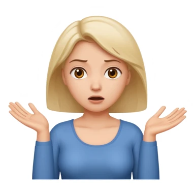 A woman shrugging her shoulders with a baffled expression sticker
