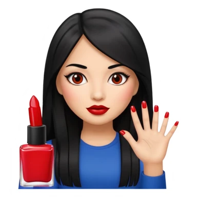 latina girl with straight long hair thats black memoji with nail sticker