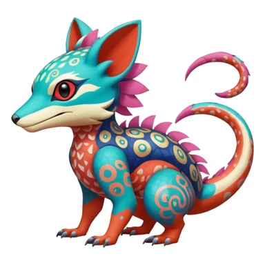  exotic tropical ornate Asian painted cyber-Sleuth-Loyd-Garmaddon-Litten-Linoone-Noibat-Fakémon-Pokémon-Vernid-creature sticker
