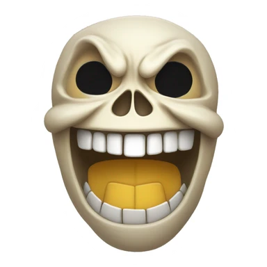 laughing skull with very large forehead and ugly teeth sticker