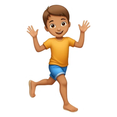 child hopping on one foot, cheerful and playful sticker