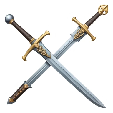 Medieval iron sword with detailed hilt and blade sticker