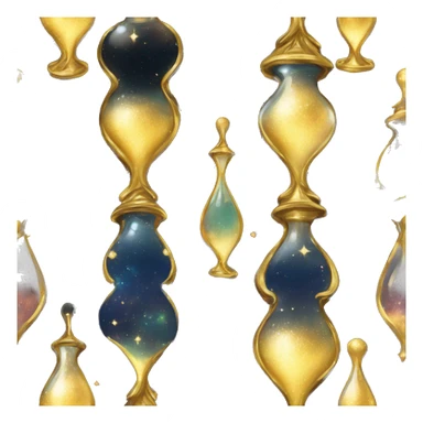 Gilded sparkling shimmering hourglass nebula galaxy golden sticker