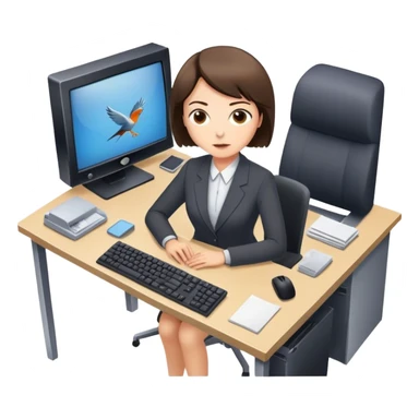 An office worker works at a computer in the TV series "Severance", from a bird's-eye view. sticker