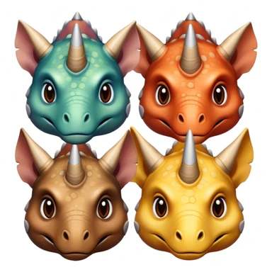 faces of different triceratops sticker
