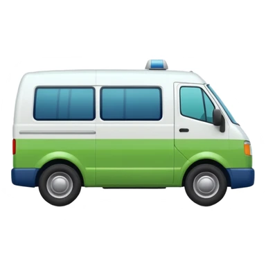 a white modern delivery van with green and dark blue color on the side.  sticker
