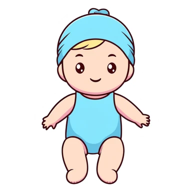 Pastel blue baby doll toy sticker