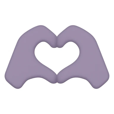 dull purple heart hands icon, hands with soft edges forming a heart, desaturated purple, minimal shading sticker
