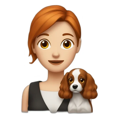Femme rousse avec son chien noir et marron sticker