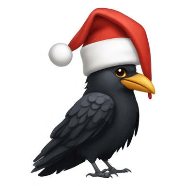 crow wearing christmas hat sticker