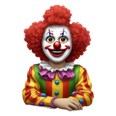 clown original emoji siting in front of PC sticker