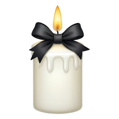 Withe candle with black bow sticker