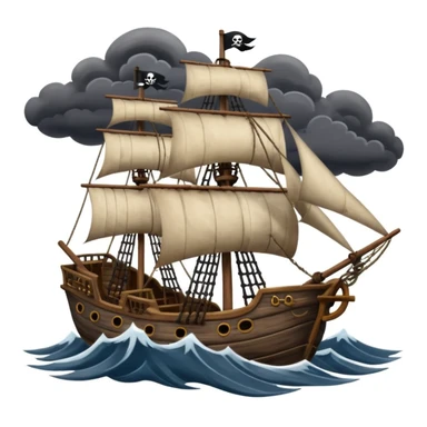 pirate sailing a ship in strome sea background sticker
