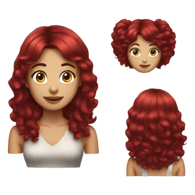 Girl wearing dark red hair wig sticker