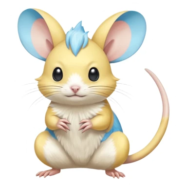 Elemental electric Yellow white and cyan-blue Gerbil-Jerboa-Minccino-Emolga-Pachirisu-Pokémon-Fakémon-hybrid-fusion-creature  sticker