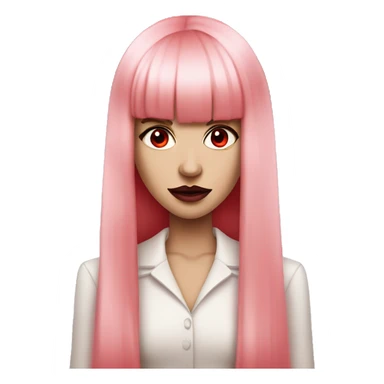 beautiful vampire woman with long hair  pastel pink straight bangs and red eyes wielding radar sticker