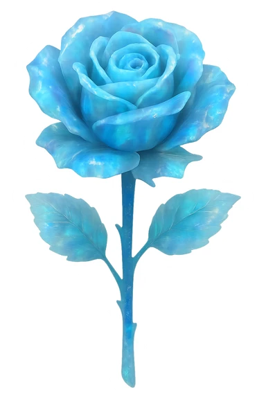blue Opal crystal rose flower, remove background sticker