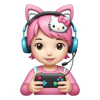Hello kitty playing video games sticker